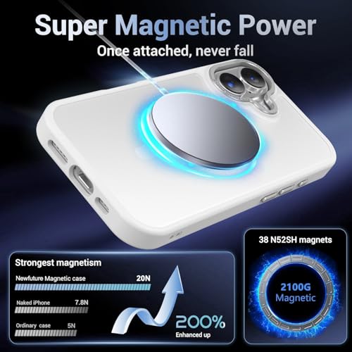 Newfuture Magnetic for iPhone 17 Case Matte Shockproof, Frosted White | Military Drop Protection, Slim Matte Anti-Fingerprint, Compatible with Magsafe, Camera Guard, Translucent Protective Cover - color: Frosted White, size: iPhone 17 6.3 inch