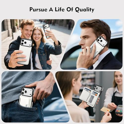 Antsturdy Compatible with MagSafe iPhone 17 Pro Wallet Case,Beige | 2 in 1 Detachable Magnetic,Credit Card Holder Slots,RFID Blocking,PU Leather,Kickstand,Flip Folio Phone Cover for Men & Women - color: Beige, size: iPhone 17 Pro - 6.3"