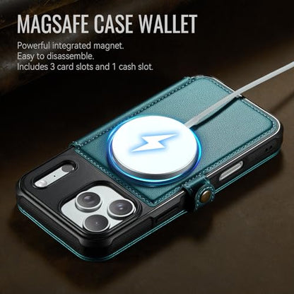 for iPhone 17 Pro Max Slim Case Wallet Wireless Charging Bluegreen - color: Blue Green, size: iPhone 17 Pro Max - 6.9"