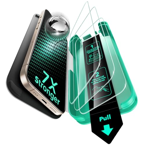 ESR 3 Pack for iPhone 16 Pro Screen Protector, Armorite | 7X Impact Absorption, 9H+ Tempered Glass, Easy One-Pull Installation, Full-Coverage Protection, UltraFit Tray, Bubble-Free - size: iPhone 16 Pro 6.3 inch