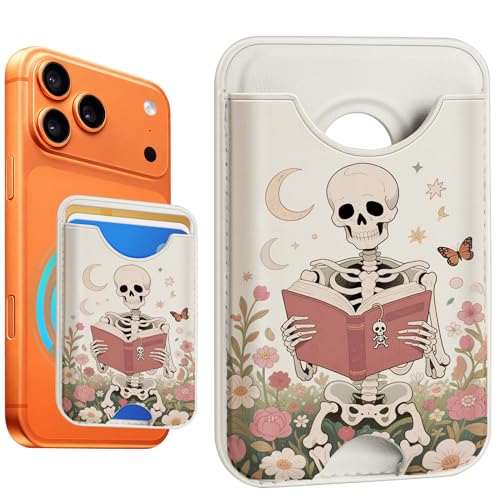 Compatible with Magsafe Wallet Magnetic Card Holder - Skeleton Phone Wallets for Women Teen Girls Cute for iPhone 17/16/15/14/13/12 Series Slim for Apple Mag RFID Magnet,Fit 3 Cards - color: Skeleton