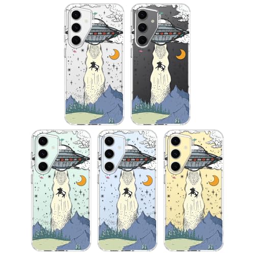 MOSNOVO Case for Samsung Galaxy S24 FE, [Buffertech 6.6ft Military-Grade Drop Protection] [Anti Peel Off Tech] Clear TPU Bumper Phone Case Cover Design - UFO - color: Clear - UFO, size: Samsung Galaxy S24 FE