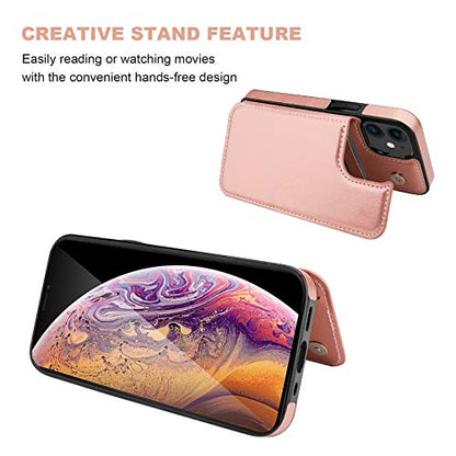 ONETOP for iPhone 12 Mini Wallet Case with Card Holder,Rosegold - color: Rose Gold
