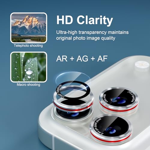 Compatible with iPhone 17 Pro Max/17 Pro Camera Lens Protector - color: Silver + Red