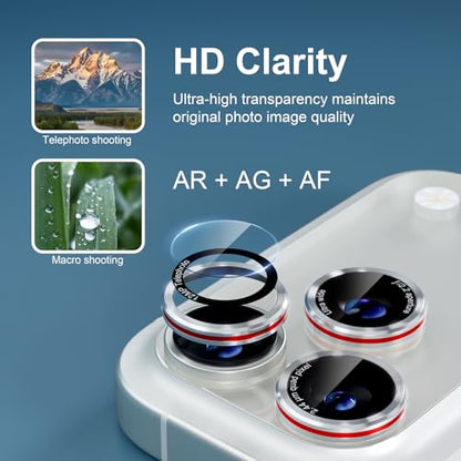 Compatible with iPhone 17 Pro Max/17 Pro Camera Lens Protector - color: Silver + Red