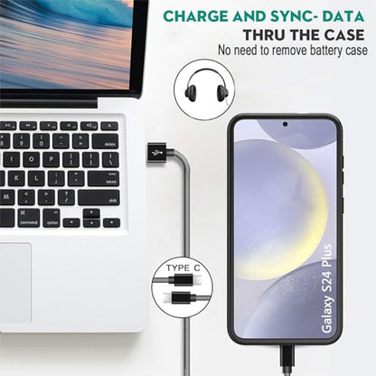 Battery Case for Galaxy S24 Plus, 12000mAh High Capacity Portable Rechargeable Protective Case Support Wireless Charging Compatible with Galaxy S24 Plus (6.7 inch) Extended Battery Charger Cover-Black - size: Galaxy S24 Plus