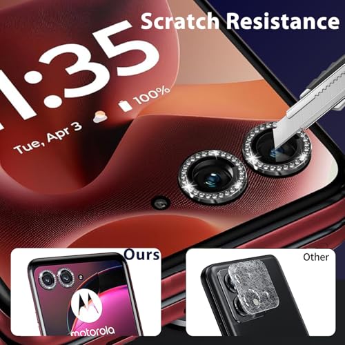 Zeking 2 Set for Moto Razr 60 Ultra/Razr Ultra 2025 Camera Lens Protector - color: Bling Black