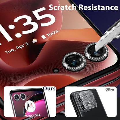 Zeking 2 Set for Moto Razr 60 Ultra/Razr Ultra 2025 Camera Lens Protector - color: Bling Black