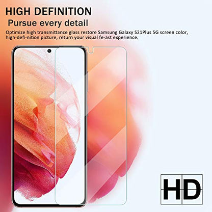 Galaxy S21 Plus HD Clear Tempered Glass Screen Protector + Camera Lens Protectors, [2+2 Pack] [Fingerprint Support] [Bubble-Free] Screen Protector Glass For Samsung Galaxy S21 Plus - size: Galaxy S21 Plus