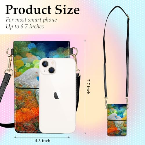 Small Crossbody Bags for Women Touchscreen Cell Phone Bag Cross Body Purses with adjustable Strap,Gifts For Teenage Girls - color: White Doves on the Tree