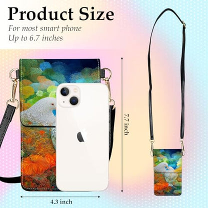 Small Crossbody Bags for Women Touchscreen Cell Phone Bag Cross Body Purses with adjustable Strap,Gifts For Teenage Girls - color: White Doves on the Tree