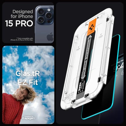 Spigen GlasTR EZ FIT Privacy Screen Protector for iPhone 15 Pro - size: iPhone 15 Pro