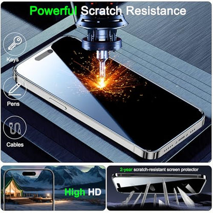 1 Pack for iPhone 15 Pro Privacy Screen Protector, Anti Spy Private Tempered Glass Film, 9H Hardness, Case Friendly - size: iPhone 15 Pro 6.1 Inch