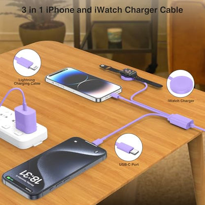 QZIIW 20W Apple Watch Charger,Apple Watch Magnetic Fast Charger USB C Cable - color: Purple