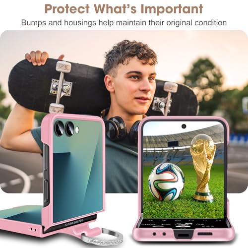 Z Flip 7 Case for Samsung Galaxy Z Flip7 5G, Ring Case for Women Silky Touch Slim Hard PC Matte Back Cover Ultra Thin Z Flip 7 Phone Case Anti-Scratch Protective Cases for Samsung Z Flip 7 5G (Rose) - color: Rose
