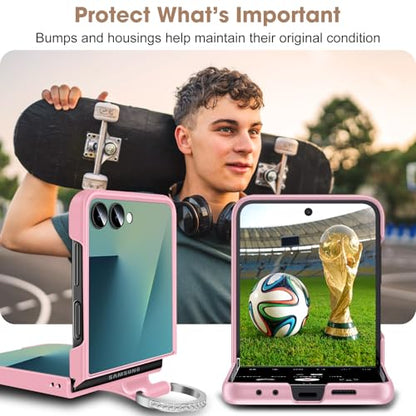 Z Flip 7 Case for Samsung Galaxy Z Flip7 5G, Ring Case for Women Silky Touch Slim Hard PC Matte Back Cover Ultra Thin Z Flip 7 Phone Case Anti-Scratch Protective Cases for Samsung Z Flip 7 5G (Rose) - color: Rose