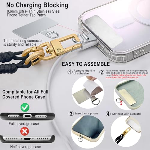 DAOSUN Phone Lanyard CellPhone Strap Crossbody, 3 in 1 Detachable Anti Theft Phone Cross Body Strap - color: Black-5mm Paracord