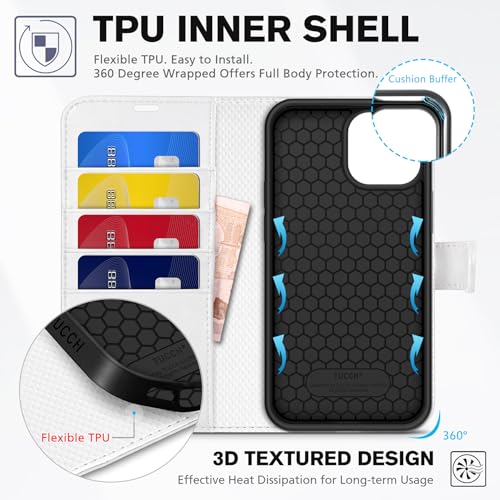 TUCCH Wallet Case for iPhone 13 Pro Max (6.7") 2021, 4 Card Holders, White - color: White