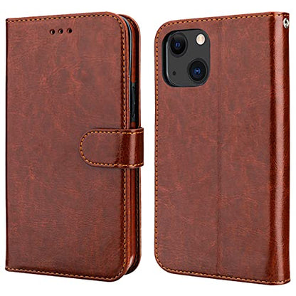 Bocasal Detachable Wallet Case Card Holder for iPhone 13, Brown | RFID Blocking Kickstand Card Slots Holder PU Leather Magnetic Shockproof Wrist Strap Removable Flip Protective Cover 6.1 inch - color: Brown