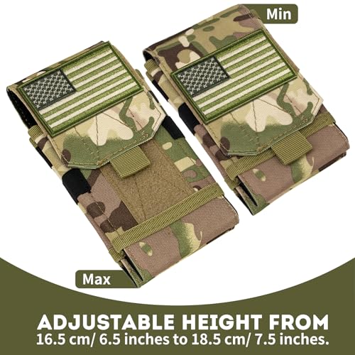 Dual Tactical Phone Pouch Molle Phone Holster Double Capacity Holder Universal Utility EDC Pouch for iPhone 17 Pro Max/17 Pro/16 Pro Max/16 Pro/15 Pro Max/15 - color: Camo