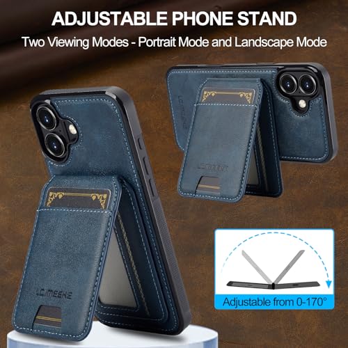 L3 2 in 1 Detachable Leather Wallet and Phone Cases Compatible with iPhone 17 Case with Card Holder RFID Blocking, Compatible with Magsafe Charging 6.3 Kickstand (Blue, IP 17) - color: Blue, size: 6.3 inches