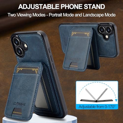 L3 2 in 1 Detachable Leather Wallet and Phone Cases Compatible with iPhone 17 Case with Card Holder RFID Blocking, Compatible with Magsafe Charging 6.3 Kickstand (Blue, IP 17) - color: Blue, size: 6.3 inches