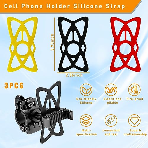 Ziciner 3 PCS Bike Phone Mount Holder Band, Elastic Smart Phone Security Silicone Strap for Motorcycle Bike Phone Mount, Universal Bike Accessories Replacement Parts for Most Cell-Phone (Style 2) - style: Style 2