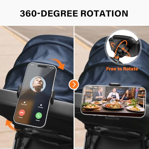 A2C Hand-Free Stroller Phone Holder, Adjustable Strap Fits 0.5-1.5 inches Handlebars, Universal Phone Mount for Gym Equipment,Treadmill, Peloton Exercise Bikes, Compatible with 4.7-6.9" Smartphones