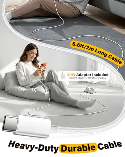 Magnetic Wireless iPhone Charger Fast Phone Charger with Kickstand, 6.6FT 25W Fast Phone Charging Pad Wireless Magnetic Charge for iPhone 17/17Air/16 Pro Max/16 Plus/15 Pro Max White - color: White, size: 6ft-1PK