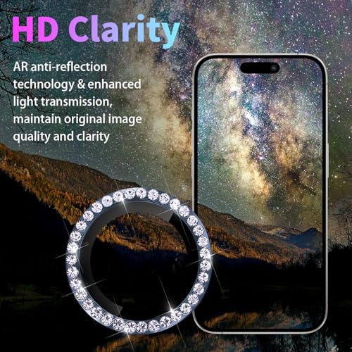 Camera Protector for iPhone 15 Pro/15 Pro Max, Diamond Dark Blue - color: Diamond Dark Blue