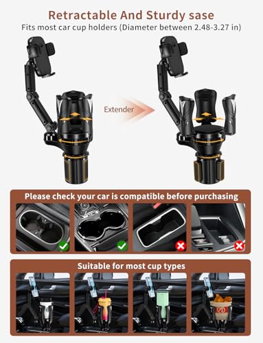 Phone Holders for Your Car, 2 in 1 Adjustable Stable Car Cup Phone Holder