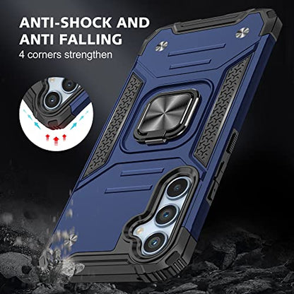 for Samsung S23 FE Case: S23 FE Case with Screen Protector: (Heavy Duty) Military Grade 360° Rotatable Kickstand Shockproof Protective Cases for Samsung Galaxy S23 FE (Blue) - color: Samsung S23 FE Case Blue