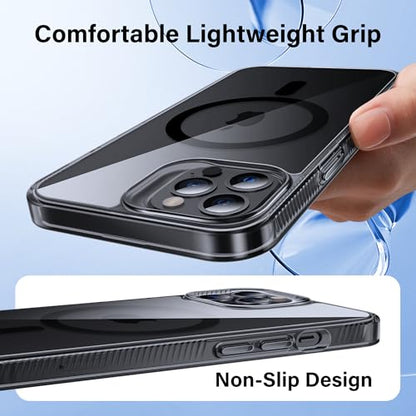 Supdeal Magnetic Clear Case for iPhone 12/12 Pro, [Compatible with MagSafe] [Non Slip Bumper & Not Yellowing] Military Grade Shockproof Transparent Silicone Phone Cover, 6.1", Black - color: Black, size: iPhone 12/12 Pro