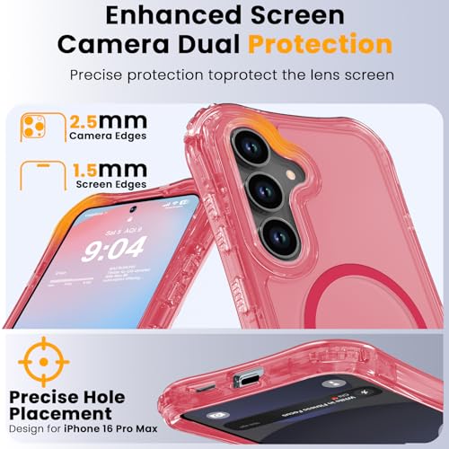 WRJ Magnetic Clear for Samsung Galaxy S26 FE Case,Samsung S25 FE Case [Fit for MagSafe][Military Grade Drop Protection] Translucent Shockproof Protective Phone Case-Peach Pink - color: Peach Pink, style: Transparent
