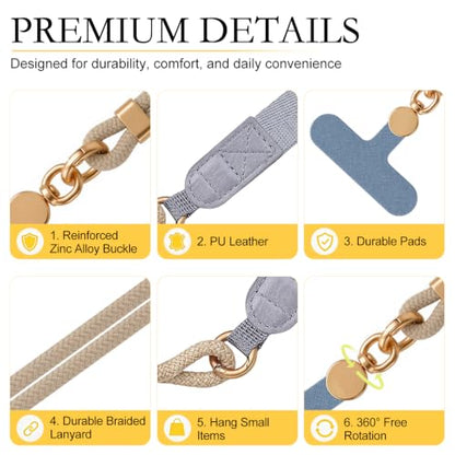 Phone Lanyard Crossbody Adjustable Strap for Travel Outdoor Khaki - color: Khaki