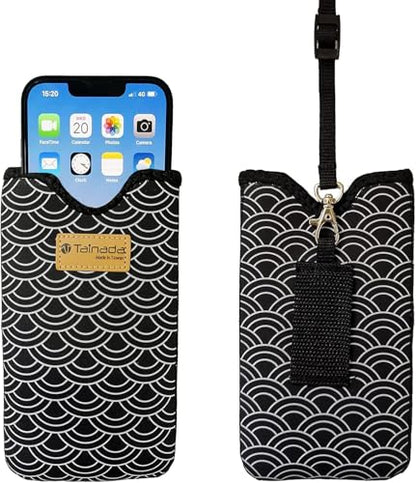 Tainada Neoprene Phone Holder Sleeve w/Belt Loop Holster (Black Waves) - color: Black Waves