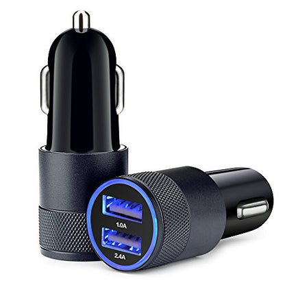 Car Charger 2 Pack, Sicodo 3.4A USB Smart Port Charger Compatible with - color: Black
