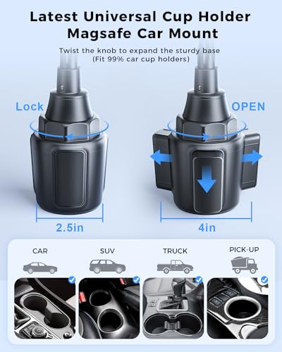SUPERONE 15W MagSafe Car Charger Cup Holder Mount for iPhone