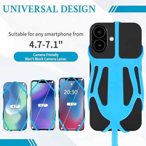 HOTEMIA Silicone Phone Lanyard Holder with Carabiner, Universal Phone Strap,Anti-Theft Phone Case with retractable tether - color: Blue