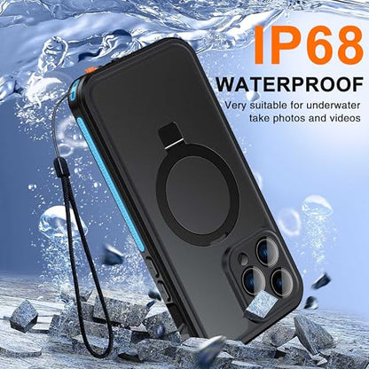 Oterkin Magnetic Stand for iPhone 14 Pro Case Waterproof IP68, Blue - color: Blue, size: iPhone 14 Pro