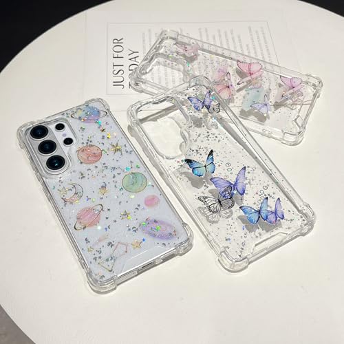for Samsung Galaxy S26 Ultra Case, Bling Shockproof Cute Planet Women Girls Flexible TPU Stars Sparkle Glitter Anti-Scratch Protective Soft Phone Cover for Samsung Galaxy S26 Ultra, Clear - size: for Samsung Galaxy S26 Ultra
