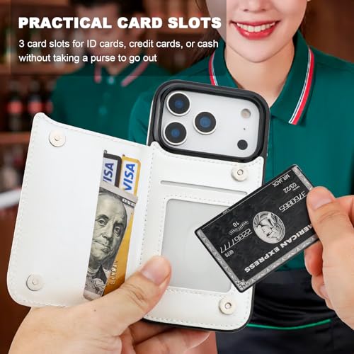 ONETOP for iPhone 18/17 Pro Wallet Case with Credit Card Holder,White - color: White