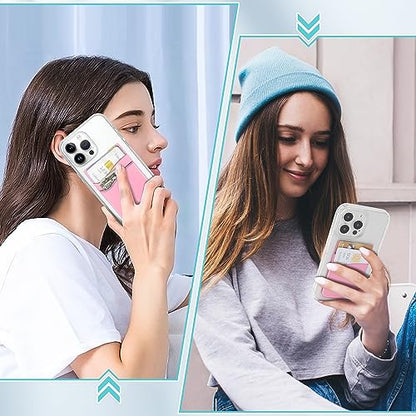 SHANSHUI Phone Wallet, 6 Pack Card Holder for Back of Phone Double Silicone Credit Business Card Sleeve Pocket Compatible for iPhone and Every Smartphones - color: Black+White+Grey x2