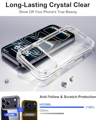 HOOMIL Clear Case for iPhone 17 Pro Max, Anti-Yellowing | Shockproof & Drop Protection, Scratch Resistant, Wireless Charging Compatible, Hard PC Back Phone Cover - color: Clear, size: iPhone 17 Pro Max