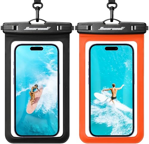 Hiearcool Waterproof Phone Pouch, Waterproof Phone Case, Black&Orange 2Pack - color: Black & Orange