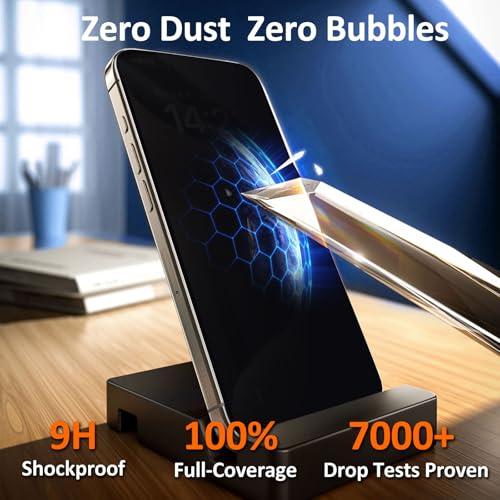 2 Pack for 360° iPhone 17 Pro Max Privacy Screen Protector, Fits iPhone 16 Pro Max, 4-Way Anti-Spy,2 Dust Free Trays, 9H Shatterproof,Full Coverage Sensitive Touch Tempered Glass - size: 17 Pro Max/16 Pro Max