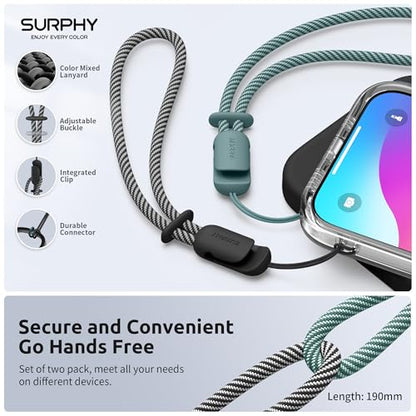 SURPHY 2 Pack Phone Lanyard, Phone Wrist Strap for Case, Camera Wrist Strap - color: Black & Green