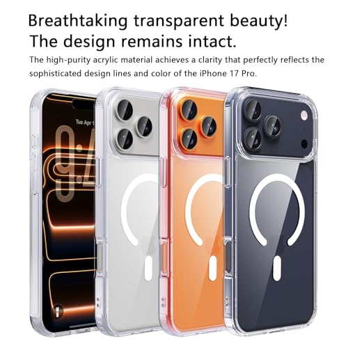 Classic Hybrid Magnetic iPhone 17 pro Case Phone Case Cover, Screen Protectors X1, Compatible with Magsafe, Anti Yellowing,Slim,Shockproof, Protective(Black Magsafe, iPhone 17 pro) - color: Black Magsafe, size: iPhone 17 pro