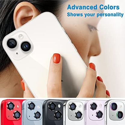Compatible with iPhone 14 and 14 Plus Camera Lens Protector, Anti-Scratch Lens Cover 9H Tempered Glass Camera Screen Protector Shockproof Camera Ring for 14 and 14 Plus with 2 Lens - 2 Pcs Black - color: Black