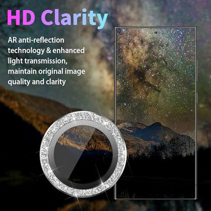 Camera Lens Protector for Samsung Galaxy S24 Ultra, Glitter Silver - color: Glitter Silver